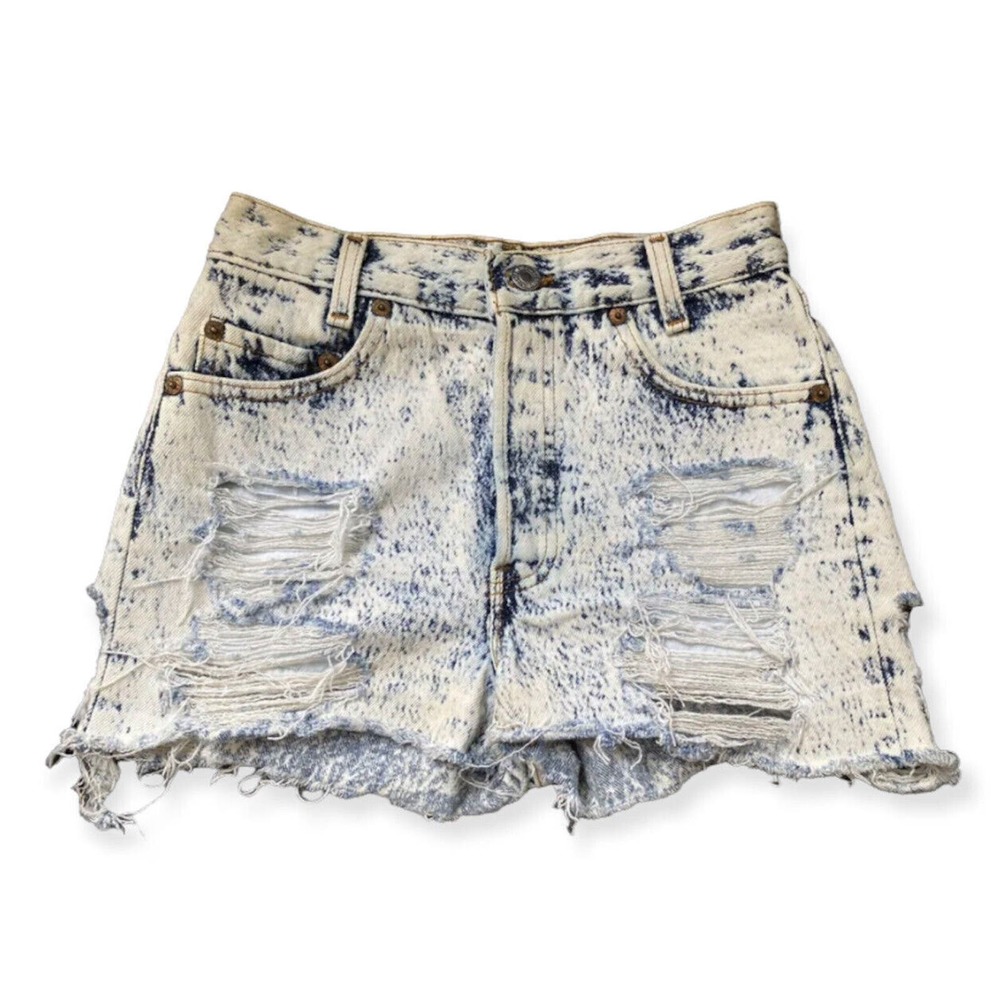 VTG 701 Levi's button fly STUDENT Fit cut-off denim shorts USA made raw hem W 24